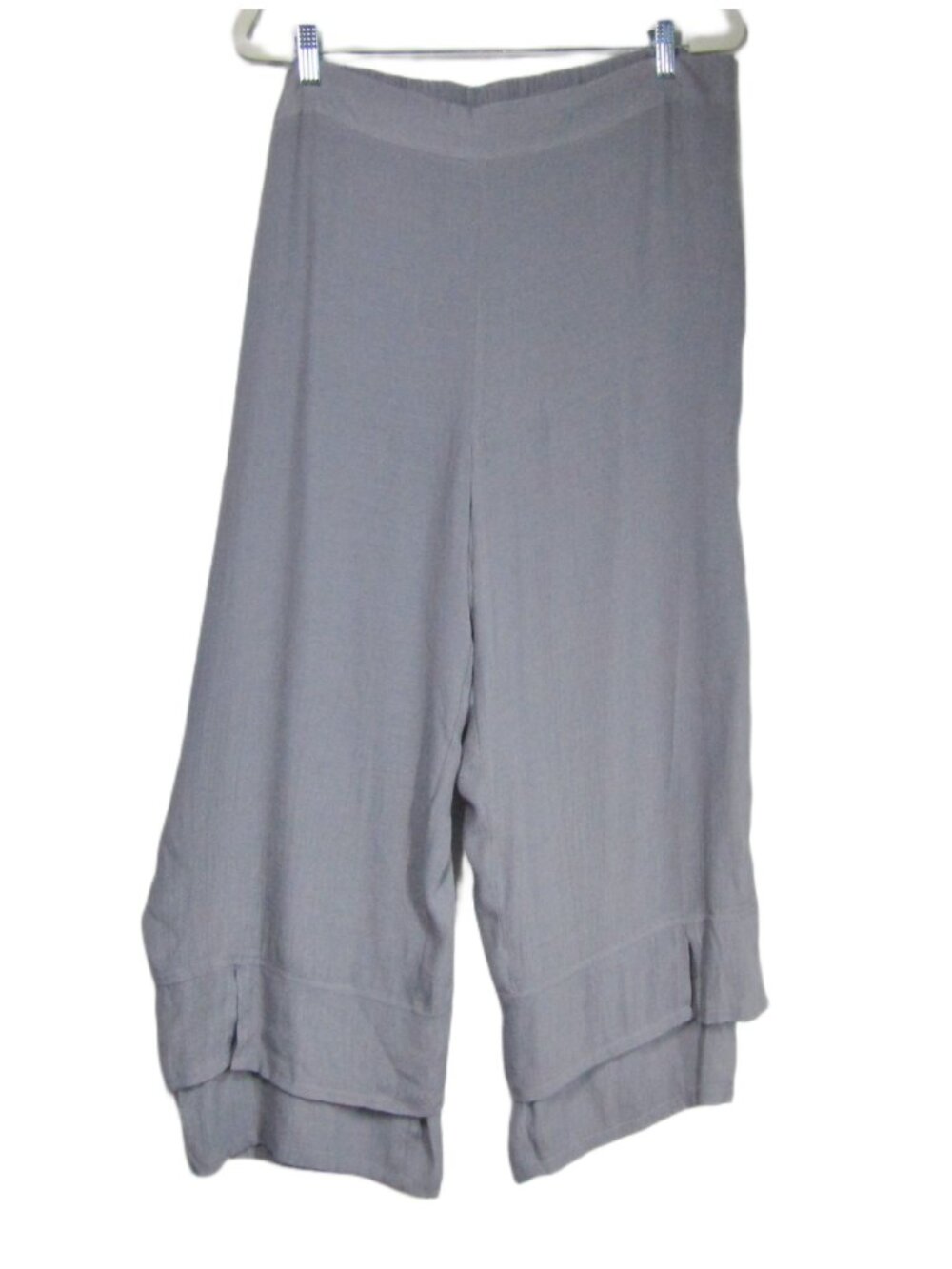 COLDWATER CREEK NWT Wide Leg Pants Coastal Beachy Gauze Tiered Hem Gray Flowy XL